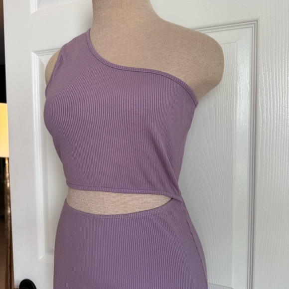 Lulu's Lavender One-shoulder Ribbed Dress L - Picture 4 of 10